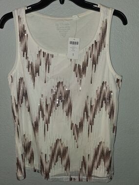 Women's Cream Sequin Tank Top